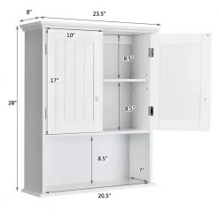 Costway 7.9 in.W Wall Mount Bathroom Cabinet Storage Organizer in White -Bathroom Cabinets Shop white costway bathroom wall cabinets ghm0010 c3 1000