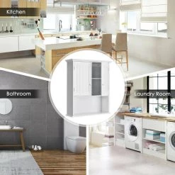 Costway 7.9 in.W Wall Mount Bathroom Cabinet Storage Organizer in White -Bathroom Cabinets Shop white costway bathroom wall cabinets ghm0010 fa 1000