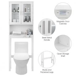 Costway 23 in. W Wall Cabinet/Toilet Topper/Over the John in White -Bathroom Cabinets Shop white costway bathroom wall cabinets ghm0146 44 1000