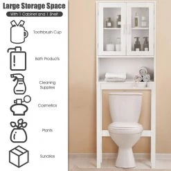 Costway 23 in. W Wall Cabinet/Toilet Topper/Over the John in White -Bathroom Cabinets Shop white costway bathroom wall cabinets ghm0146 4f 1000
