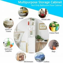 Costway 15 in. W x 9 in. D x 63.5 in. H Bathroom Storage White Linen Cabinet Tower Bath -Bathroom Cabinets Shop white costway linen cabinets ghm0419 1f 1000