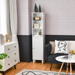 Costway 15 in. W x 9 in. D x 63.5 in. H Bathroom Storage White Linen Cabinet Tower Bath -Bathroom Cabinets Shop white costway linen cabinets ghm0419 31 1000