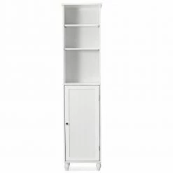 Costway 15 in. W x 9 in. D x 63.5 in. H Bathroom Storage White Linen Cabinet Tower Bath