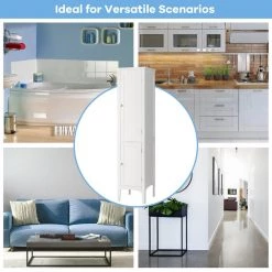 Costway 14.5 in. W x 14.5 in. D x 63 in. H White Storage Linen Cabinet Tower Kitchen Living Room -Bathroom Cabinets Shop white costway linen cabinets hw66805wh 1f 1000