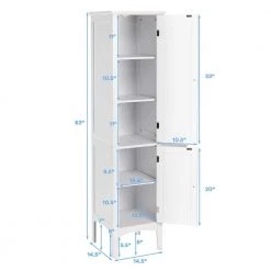 Costway 14.5 in. W x 14.5 in. D x 63 in. H White Storage Linen Cabinet Tower Kitchen Living Room -Bathroom Cabinets Shop white costway linen cabinets hw66805wh c3 1000