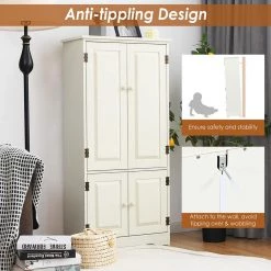 Costway 24 in. W x 13 in. D x 48.5 in. H Wood Freestanding Linen Cabinet with Adjustable Shelves Antique 2-Door in White -Bathroom Cabinets Shop white costway linen cabinets jz10009wh 1f 1000