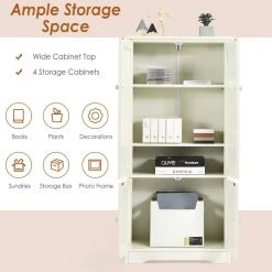 Costway 24 in. W x 13 in. D x 48.5 in. H Wood Freestanding Linen Cabinet with Adjustable Shelves Antique 2-Door in White -Bathroom Cabinets Shop white costway linen cabinets jz10009wh 4f 1000