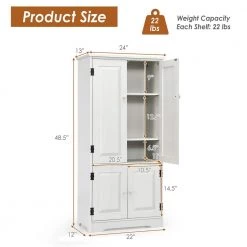 Costway 24 in. W x 13 in. D x 48.5 in. H Wood Freestanding Linen Cabinet with Adjustable Shelves Antique 2-Door in White -Bathroom Cabinets Shop white costway linen cabinets jz10009wh c3 1000