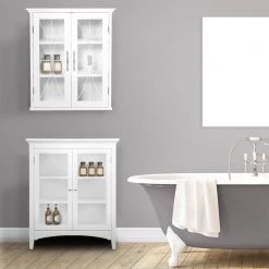 Elegant Home Fashions Victorian 20-1/2 in. W x 24 in. H x 8-1/2 in. D Bathroom Storage Wall Cabinet with 2 Glass Doors in White 13 Elegant Home Fashions Victorian 20-1/2 in. W x 24 in. H x 8-1/2 in. D Bathroom Storage Wall Cabinet with 2 Glass Doors in White -Bathroom Cabinets Shop white elegant home fashions bathroom wall cabinets 9hd930 31 1000