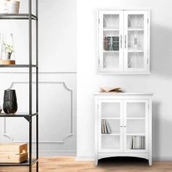 Elegant Home Fashions Victorian 20-1/2 in. W x 24 in. H x 8-1/2 in. D Bathroom Storage Wall Cabinet with 2 Glass Doors in White 12 Elegant Home Fashions Victorian 20-1/2 in. W x 24 in. H x 8-1/2 in. D Bathroom Storage Wall Cabinet with 2 Glass Doors in White -Bathroom Cabinets Shop white elegant home fashions bathroom wall cabinets 9hd930 44 1000