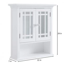 Elegant Home Fashions Albion 22 in. W x 24 in. H x 7 in. D Bathroom Storage Wall Cabinet with 2 Glass Doors in White -Bathroom Cabinets Shop white elegant home fashions bathroom wall cabinets hd17473 1f 1000