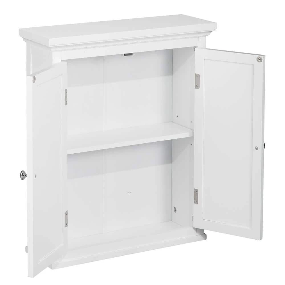 Elegant Home Fashions Simon 20 in. W x 24 in. H x 7 in. D Bathroom Storage Wall Cabinet with 2 Shutter Doors in White 6 Elegant Home Fashions Simon 20 in. W x 24 in. H x 7 in. D Bathroom Storage Wall Cabinet with 2 Shutter Doors in White - Image 4