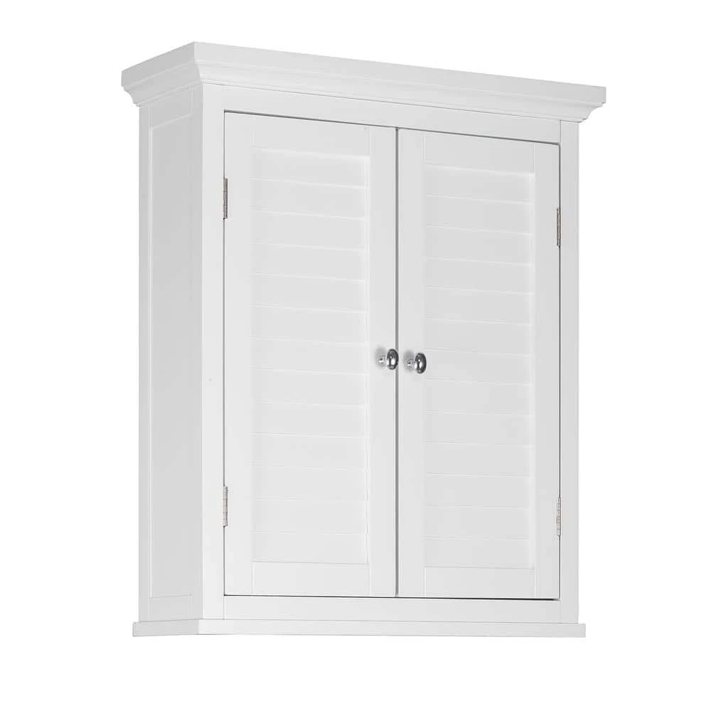 Elegant Home Fashions Simon 20 in. W x 24 in. H x 7 in. D Bathroom Storage Wall Cabinet with 2 Shutter Doors in White 3 Elegant Home Fashions Simon 20 in. W x 24 in. H x 7 in. D Bathroom Storage Wall Cabinet with 2 Shutter Doors in White