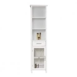 Elegant Home Fashions Victorian 17 in. W x 65 in. H x 13-1/2 in. D Bathroom Linen Storage Cabinet in White -Bathroom Cabinets Shop white elegant home fashions linen cabinets 9hd978 1f 1000