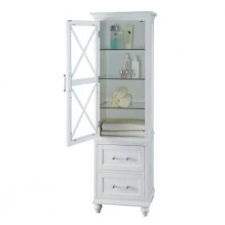 Elegant Home Fashions Blue Ridge 18 in. W x 14 in. D x 60 in. H Linen Tower with 2 Drawers in White -Bathroom Cabinets Shop white elegant home fashions linen cabinets elg 634s 4f 1000