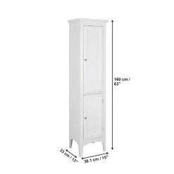 Elegant Home Fashions Simon 15 in. W x 63 in. H x 13-1/4 in. D Bathroom Linen Storage Floor Cabinet with 2-Shutter Doors in White -Bathroom Cabinets Shop white elegant home fashions linen cabinets hdt588 44 1000