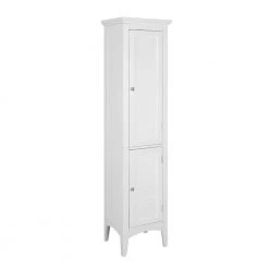 Elegant Home Fashions Simon 15 in. W x 63 in. H x 13-1/4 in. D Bathroom Linen Storage Floor Cabinet with 2-Shutter Doors in White