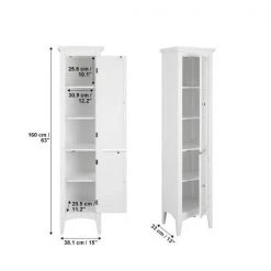 Elegant Home Fashions Simon 15 in. W x 63 in. H x 13-1/4 in. D Bathroom Linen Storage Floor Cabinet with 2-Shutter Doors in White -Bathroom Cabinets Shop white elegant home fashions linen cabinets hdt588 fa 1000