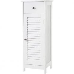 EPOWP 12.6 in. W x 11.8 in. D x 34.25 in. H White Linen Cabinet with Drawer and Single Shutter Door -Bathroom Cabinets Shop white epowp linen cabinets w4092pbh6590 4f 1000