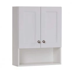 Glacier Bay Del Mar 21 in. W x 26 in. H x 8 in. D Over the Toilet Bathroom Storage Wall Cabinet in White