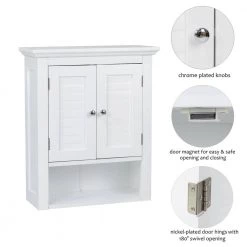 Glitzhome 20 in. W x 8.47 in. D x 24.1 in. H Wall Cabinet with Double Doors in White -Bathroom Cabinets Shop white glitzhome bathroom wall cabinets gh1517002241 77 1000