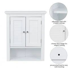 Glitzhome 20 in. W x 8.47 in. D x 24.1 in. H Wall Cabinet with Double Doors in White -Bathroom Cabinets Shop white glitzhome bathroom wall cabinets gh1517002241 c3 1000