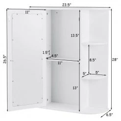 Gymax 23.5 in. W Bathroom Cabinet Single Door Shelves Mount Wall Cabinet with Mirror White 13 Gymax 23.5 in. W Bathroom Cabinet Single Door Shelves Mount Wall Cabinet with Mirror White -Bathroom Cabinets Shop white gymax bathroom wall cabinets gym01632 c3 1000