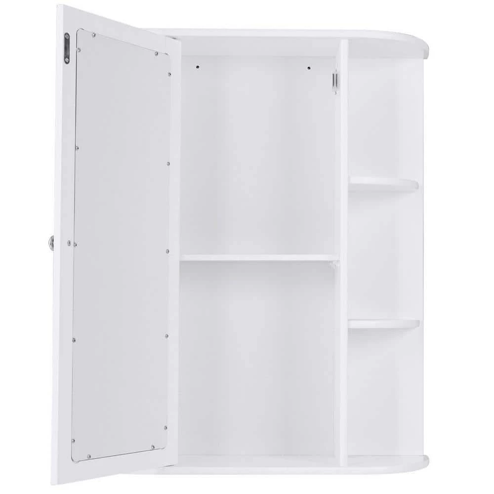 Gymax 23.5 in. W Bathroom Cabinet Single Door Shelves Mount Wall Cabinet with Mirror White 9 Gymax 23.5 in. W Bathroom Cabinet Single Door Shelves Mount Wall Cabinet with Mirror White - Image 7