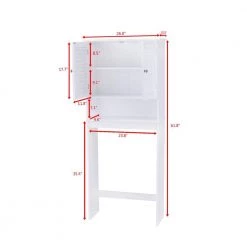 Gymax 26 in. W Bathroom Space Saver Over the Toilet Toppers Shelved Storage Wall Cabinet Organizer in White -Bathroom Cabinets Shop white gymax bathroom wall cabinets gym01823 c3 1000