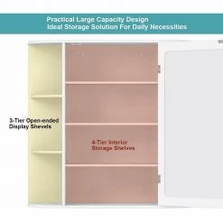 Gymax 26 in. W Bathroom White finish Multipurpose Mount Surface Storage Wall Cabinet Mirror White 18 Gymax 26 in. W Bathroom White finish Multipurpose Mount Surface Storage Wall Cabinet Mirror White -Bathroom Cabinets Shop white gymax bathroom wall cabinets gym01992 44 1000