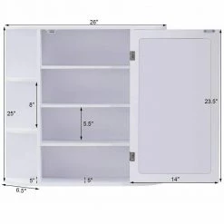 Gymax 26 in. W Bathroom White finish Multipurpose Mount Surface Storage Wall Cabinet Mirror White 15 Gymax 26 in. W Bathroom White finish Multipurpose Mount Surface Storage Wall Cabinet Mirror White -Bathroom Cabinets Shop white gymax bathroom wall cabinets gym01992 c3 1000