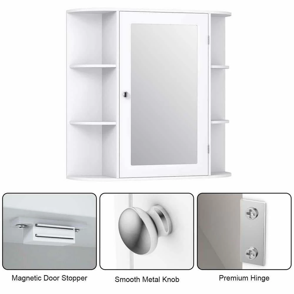 Gymax 26 in. W Bathroom White finish Multipurpose Mount Surface Storage Wall Cabinet Mirror White 10 Gymax 26 in. W Bathroom White finish Multipurpose Mount Surface Storage Wall Cabinet Mirror White - Image 8