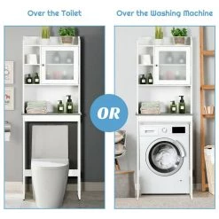 Gymax 7.5 in. D x 68 in. H Over-the-Toilet Bath Cabinet Bathroom Space Saver Storage Organizer White -Bathroom Cabinets Shop white gymax bathroom wall cabinets gym02101 1f 1000