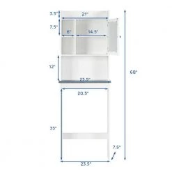 Gymax 7.5 in. D x 68 in. H Over-the-Toilet Bath Cabinet Bathroom Space Saver Storage Organizer White -Bathroom Cabinets Shop white gymax bathroom wall cabinets gym02101 c3 1000