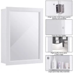 Gymax 6 in. D x 26 in. H x20 in. W White Wall Mounted Bathroom Kitchen Medicine Storage Cabinet with Mirror and Shelf 14 Gymax 6 in. D x 26 in. H x20 in. W White Wall Mounted Bathroom Kitchen Medicine Storage Cabinet with Mirror and Shelf -Bathroom Cabinets Shop white gymax bathroom wall cabinets gym02765 4f 1000