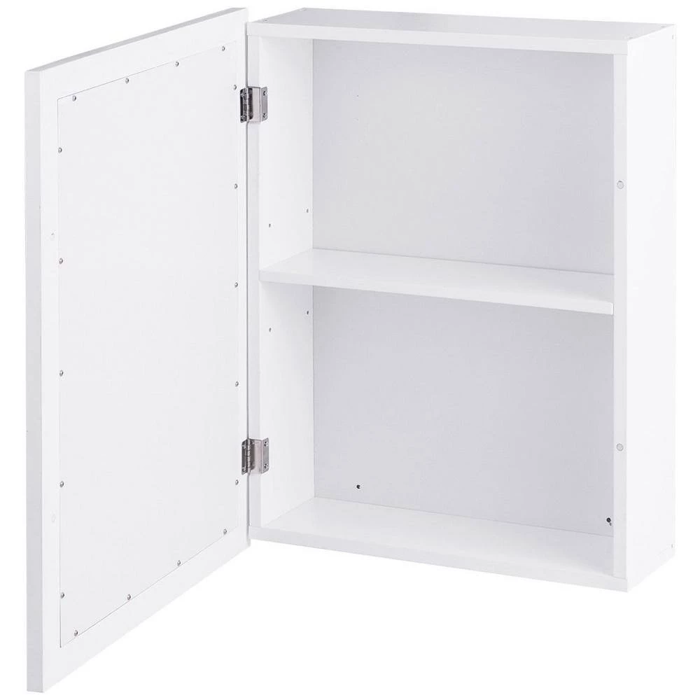 Gymax 6 in. D x 26 in. H x20 in. W White Wall Mounted Bathroom Kitchen Medicine Storage Cabinet with Mirror and Shelf 10 Gymax 6 in. D x 26 in. H x20 in. W White Wall Mounted Bathroom Kitchen Medicine Storage Cabinet with Mirror and Shelf - Image 8