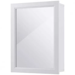 Gymax 6 in. D x 26 in. H x20 in. W White Wall Mounted Bathroom Kitchen Medicine Storage Cabinet with Mirror and Shelf 17 Gymax 6 in. D x 26 in. H x20 in. W White Wall Mounted Bathroom Kitchen Medicine Storage Cabinet with Mirror and Shelf -Bathroom Cabinets Shop white gymax bathroom wall cabinets gym02765 fa 1000
