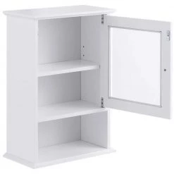 Gymax 14 in. W Wall Mounted Bathroom Wall Cabinet Storage Organize Hanging Medicine Adjustable Shelf White