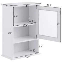Gymax 14 in. W Wall Mounted Bathroom Wall Cabinet Storage Organize Hanging Medicine Adjustable Shelf White -Bathroom Cabinets Shop white gymax bathroom wall cabinets gym02766 c3 1000