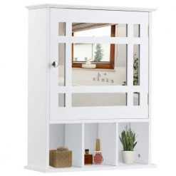 Gymax 6 in. D x 24 in. H x 20 in. W White Wall-Mounted Bathroom Storage Wall Cabinet Mirror with Adjustable Shelf 10 Gymax 6 in. D x 24 in. H x 20 in. W White Wall-Mounted Bathroom Storage Wall Cabinet Mirror with Adjustable Shelf -Bathroom Cabinets Shop white gymax bathroom wall cabinets gym03573 4f 1000
