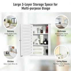 Gymax 14 in. W Cabinet Wall Mount Medicine Cabinet Multifunction Storage Organizer Bathroom Kitchen in White -Bathroom Cabinets Shop white gymax bathroom wall cabinets gym03603 1f 1000