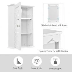 Gymax 14 in. W Cabinet Wall Mount Medicine Cabinet Multifunction Storage Organizer Bathroom Kitchen in White -Bathroom Cabinets Shop white gymax bathroom wall cabinets gym03603 76 1000