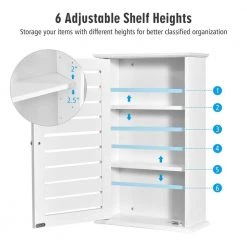 Gymax 14 in. W Cabinet Wall Mount Medicine Cabinet Multifunction Storage Organizer Bathroom Kitchen in White -Bathroom Cabinets Shop white gymax bathroom wall cabinets gym03603 fa 1000