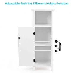Gymax Bathroom 12 in. W Floor Storage Linen Cabinet Free Standing w/Single Door Adjustable Shelf White -Bathroom Cabinets Shop white gymax linen cabinets gym03513 4f 1000