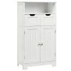 Gymax 24 in. W Bathroom Floor Linen Cabinet Wooden Storage Organizer Side Cabinet W/2 Drawer 2 Doors White -Bathroom Cabinets Shop white gymax linen cabinets gym05012 64 1000