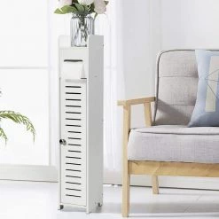 Gymax 6 in. W x 6.5 in. D x 31.5 in. H White Small Bathroom Storage Shelf Corner Floor Linen Cabinet Toilet Paper Holder -Bathroom Cabinets Shop white gymax linen cabinets gym05081 1f 1000