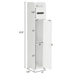 Gymax 6 in. W x 6.5 in. D x 31.5 in. H White Small Bathroom Storage Shelf Corner Floor Linen Cabinet Toilet Paper Holder -Bathroom Cabinets Shop white gymax linen cabinets gym05081 4f 1000