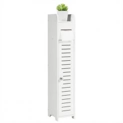 Gymax 6 in. W x 6.5 in. D x 31.5 in. H White Small Bathroom Storage Shelf Corner Floor Linen Cabinet Toilet Paper Holder -Bathroom Cabinets Shop white gymax linen cabinets gym05081 c3 1000
