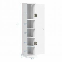 Gymax 6.5 in. W Bathroom Storage Floor Linen Cabinet with 4-Shelves in White -Bathroom Cabinets Shop white gymax linen cabinets gym05082 40 1000