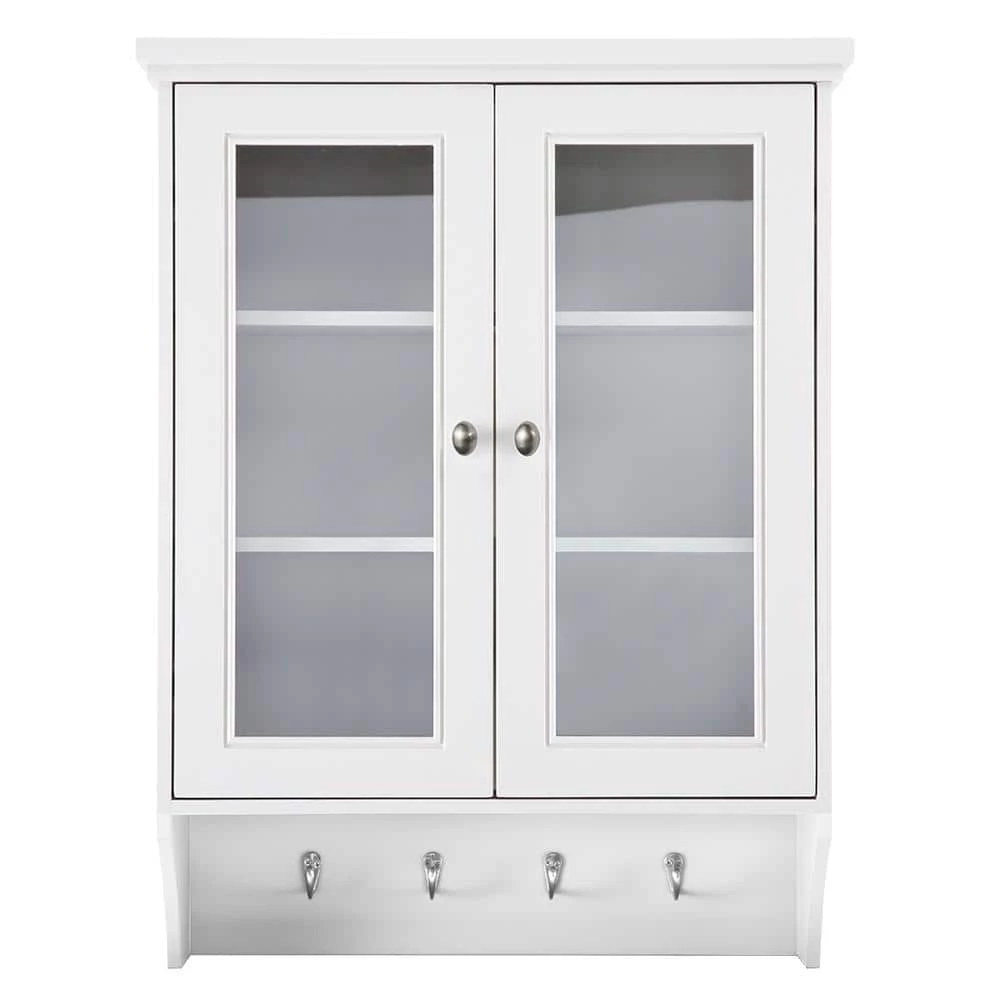 Home Decorators Collection Gazette 23-1/2 in. W x 31 in. H x 7-1/2 in. D Bathroom Storage Wall Cabinet with Glass Door in White 3 Home Decorators Collection Gazette 23-1/2 in. W x 31 in. H x 7-1/2 in. D Bathroom Storage Wall Cabinet with Glass Door in White